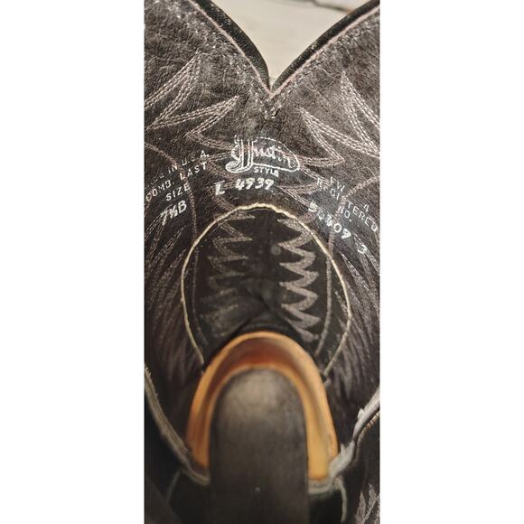 Gray/green Justin Women's Cowboy boots w/ riding heel / pointed toe - Picture 7 of 9